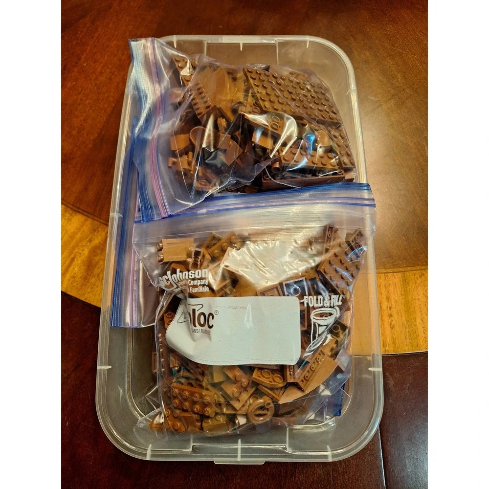 LEGO Bulk 1/2 Pound Lot Brown Bricks Plates Specialty Pieces Mixed Parts Assort.